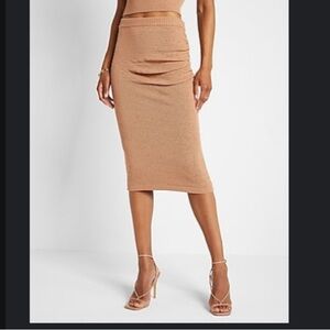 Elegant Tan Midi Skirt